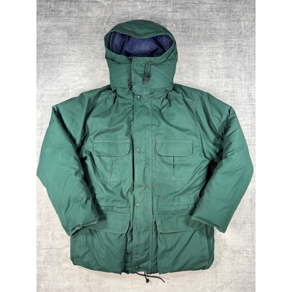 Eddie Bauer Jacket Mens Medium Ridge Line Parka Green Goose Down Hooded USA Made